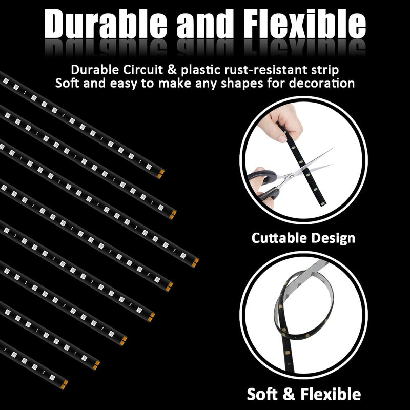 XTAUTO XT AUTO 8pcs 12V Super Bright 30cm 15 LED Flexible Waterproof LED Strip Light for Car Interior & Exterior Decoration DRL Day Running Light Or Boat Bus Garden - Image 3